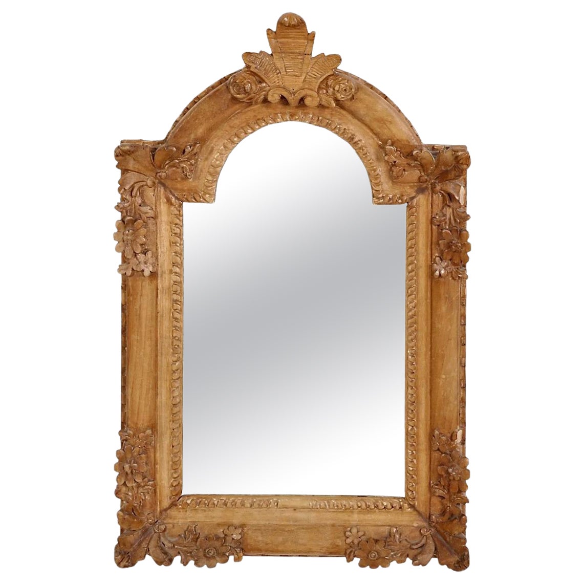 Baroque Style Carved Walnut Mirror For Sale