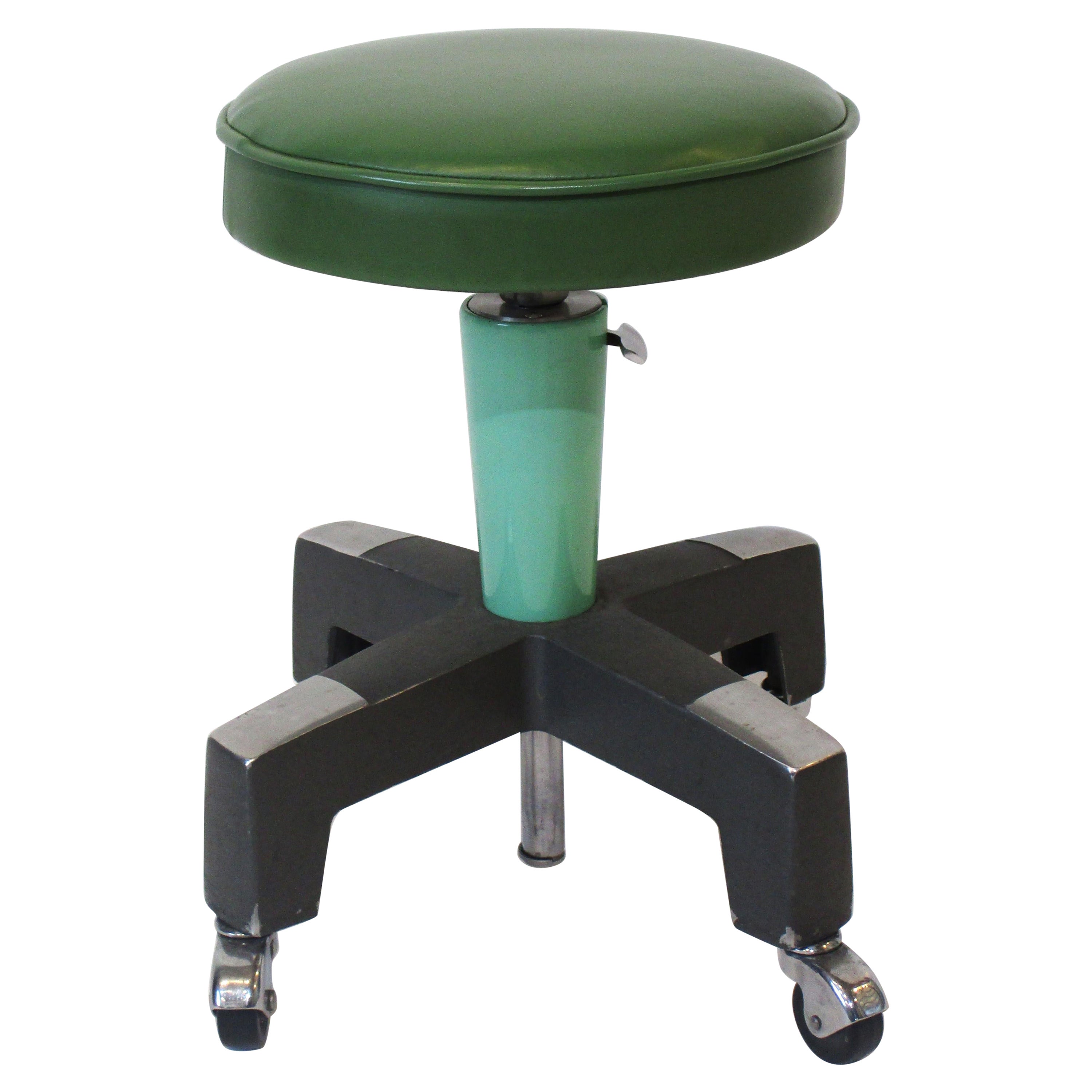 Machine Age Art Deco Adjustable Stool in the Style of Wolfgang Hoffmann, Webber