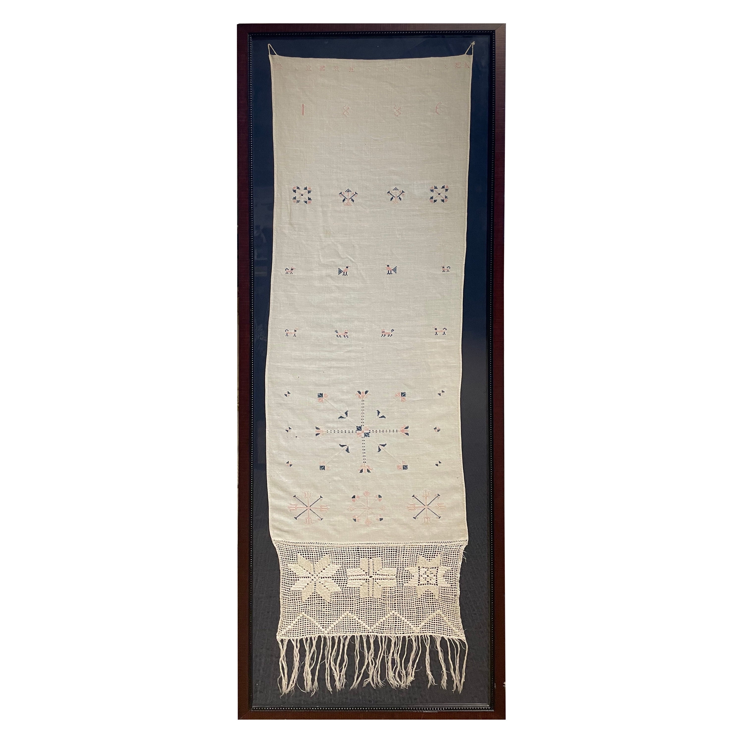 Nadelspitzearbeiten des frühen 19. Jahrhunderts „Show Towel“ datiert 1836