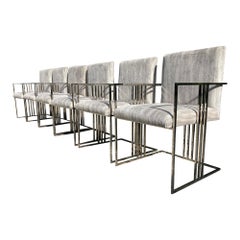 Set of Six Milo Baughman Chrome Dining Chairs