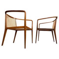 Brazilian Modern Armchairs in Hardwood & Cane by John Graz, 1950s, Brazil
