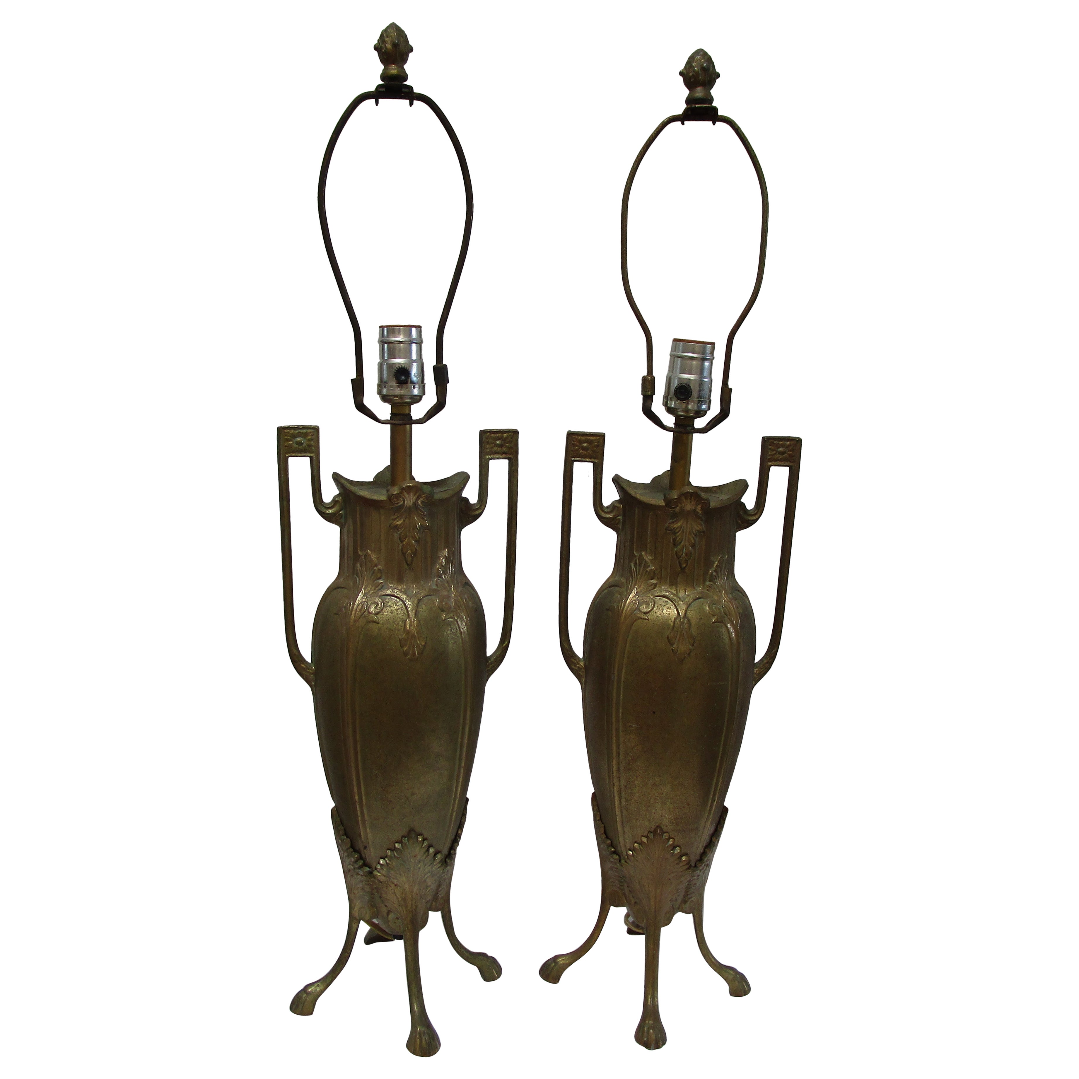 Gilt Brass Vintage Neo Classical Revival Table Lamps For Sale