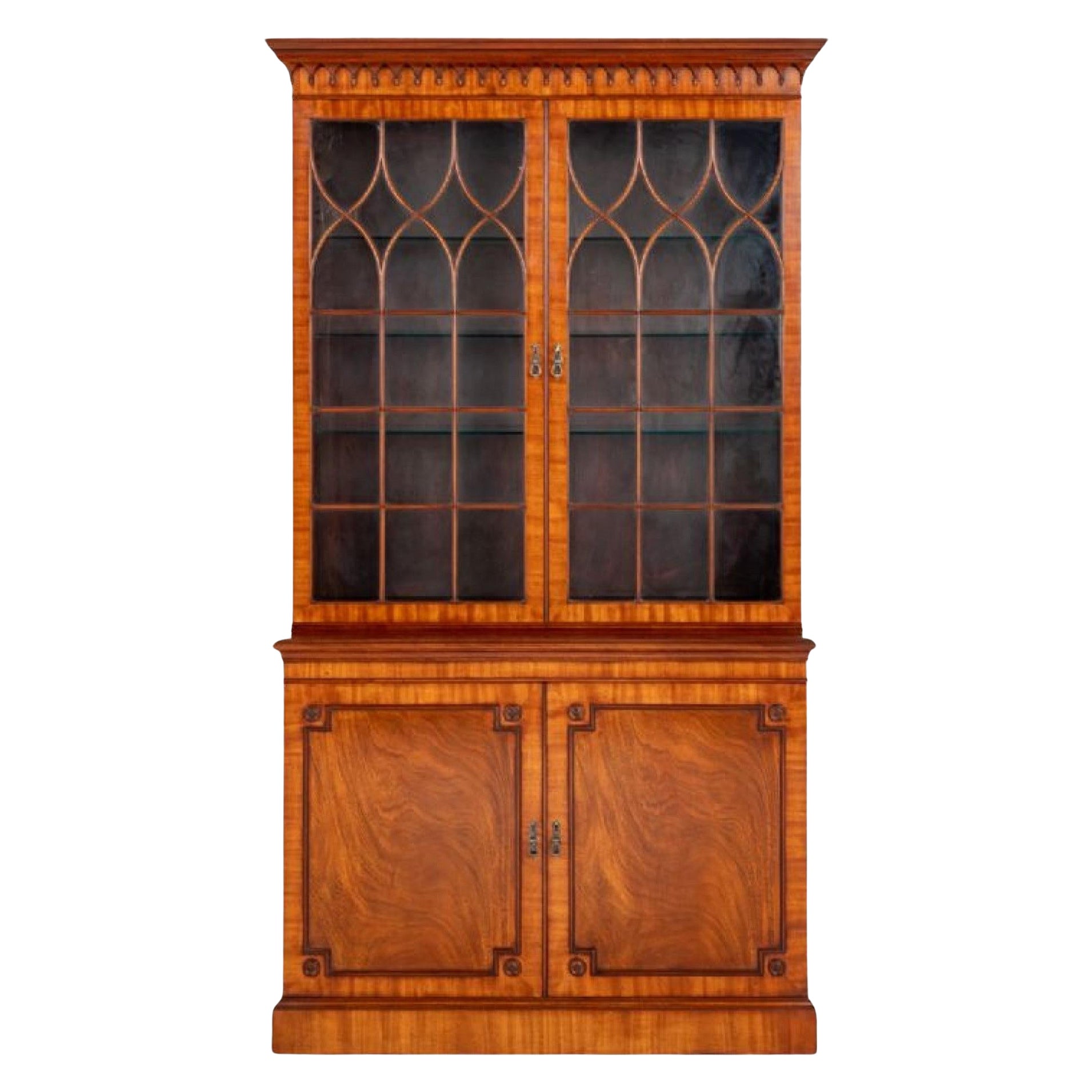 Regency Revival Bookcase Glazed Library Furniture For Sale