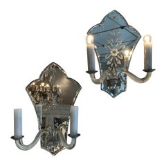 Gorgeous Pair Venetian Mirror Wall Lights-France