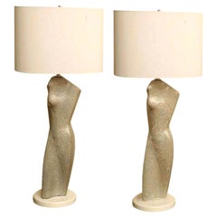  Glazed Ceramic Torso Silhouette Lamps by Arpad Rosti Mid-Century Modern Pair Of