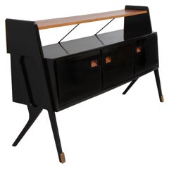Unique Piece, Restyled Sideboard in Black with Brass Details