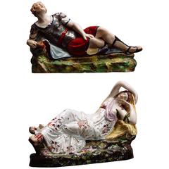 Pair of Enoch Wood Pearl Ware Figures “Antony and Cleopatra”