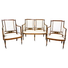 Edwardianische Salon-Suite aus Seidenholz aus dem späten 19. Jahrhundert