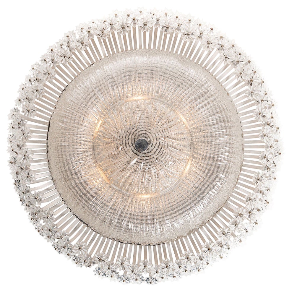 1950s Glass, Acrylic and Metal Flush Mount Attributed to Emil Stejnar For Sale