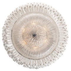 Retro 1950s Glass, Acrylic and Metal Flush Mount Attributed to Emil Stejnar