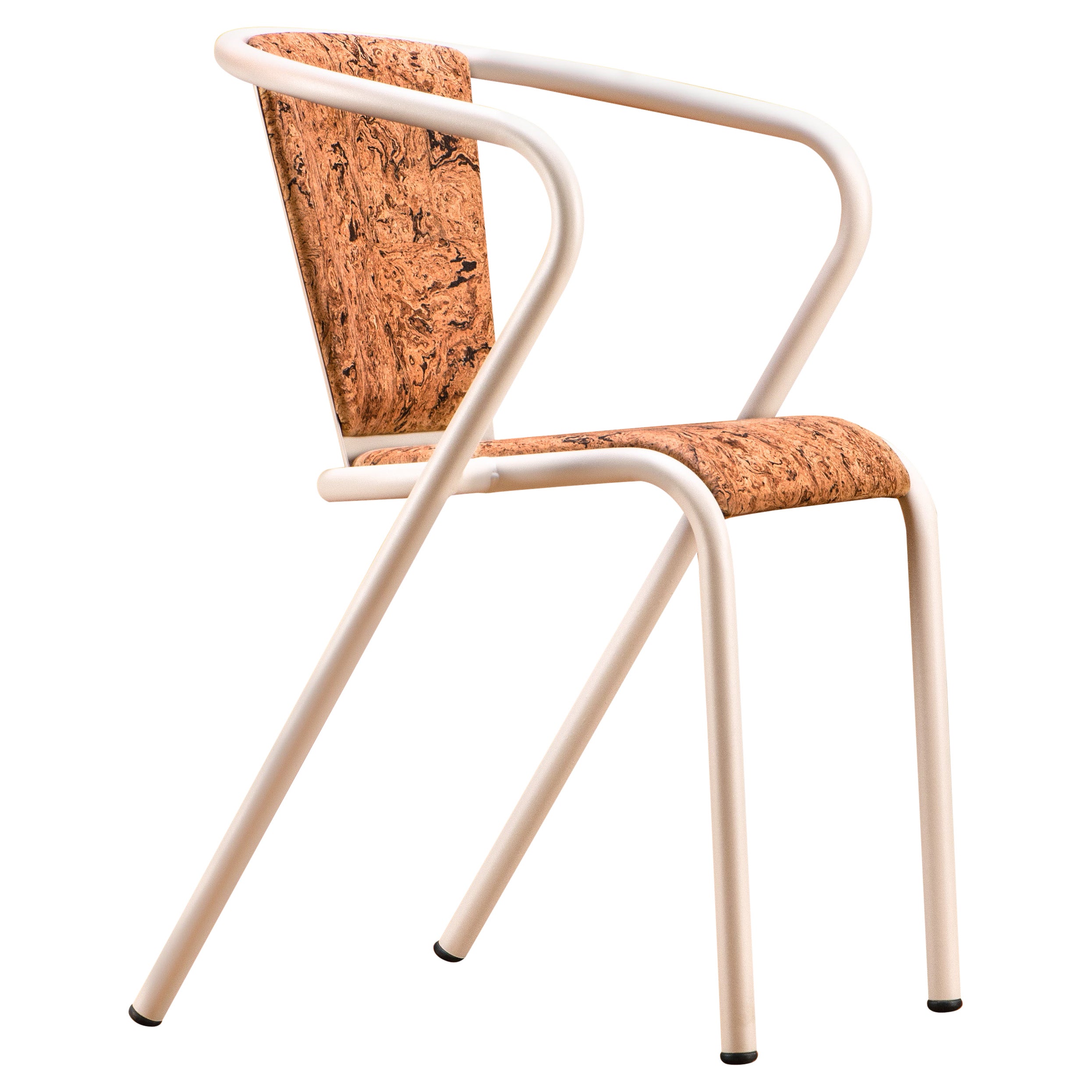 BICAchair Modern Steel Armchair Champagne, Upholstery in Natural Cork