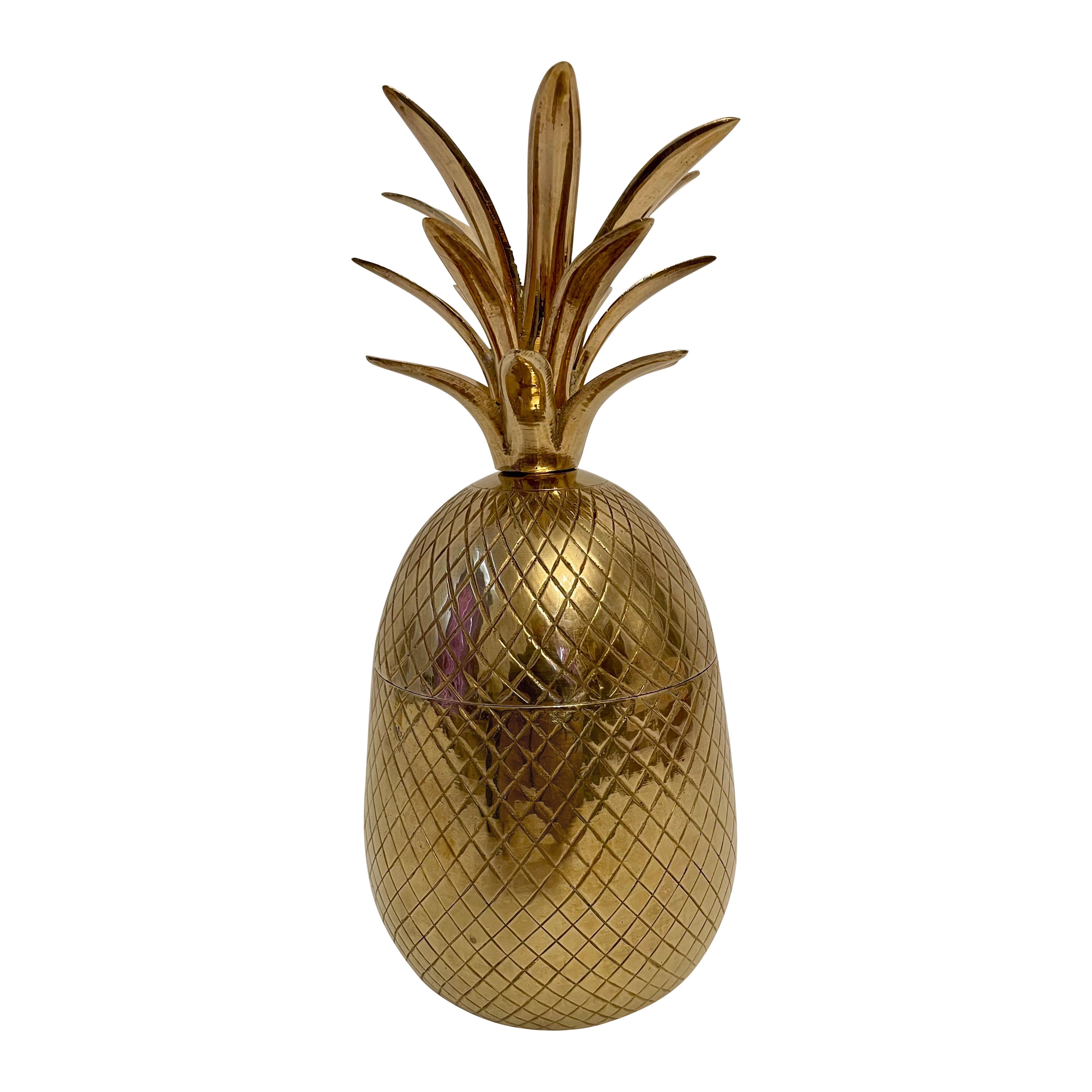 Solid Brass Pineapple Covered Container