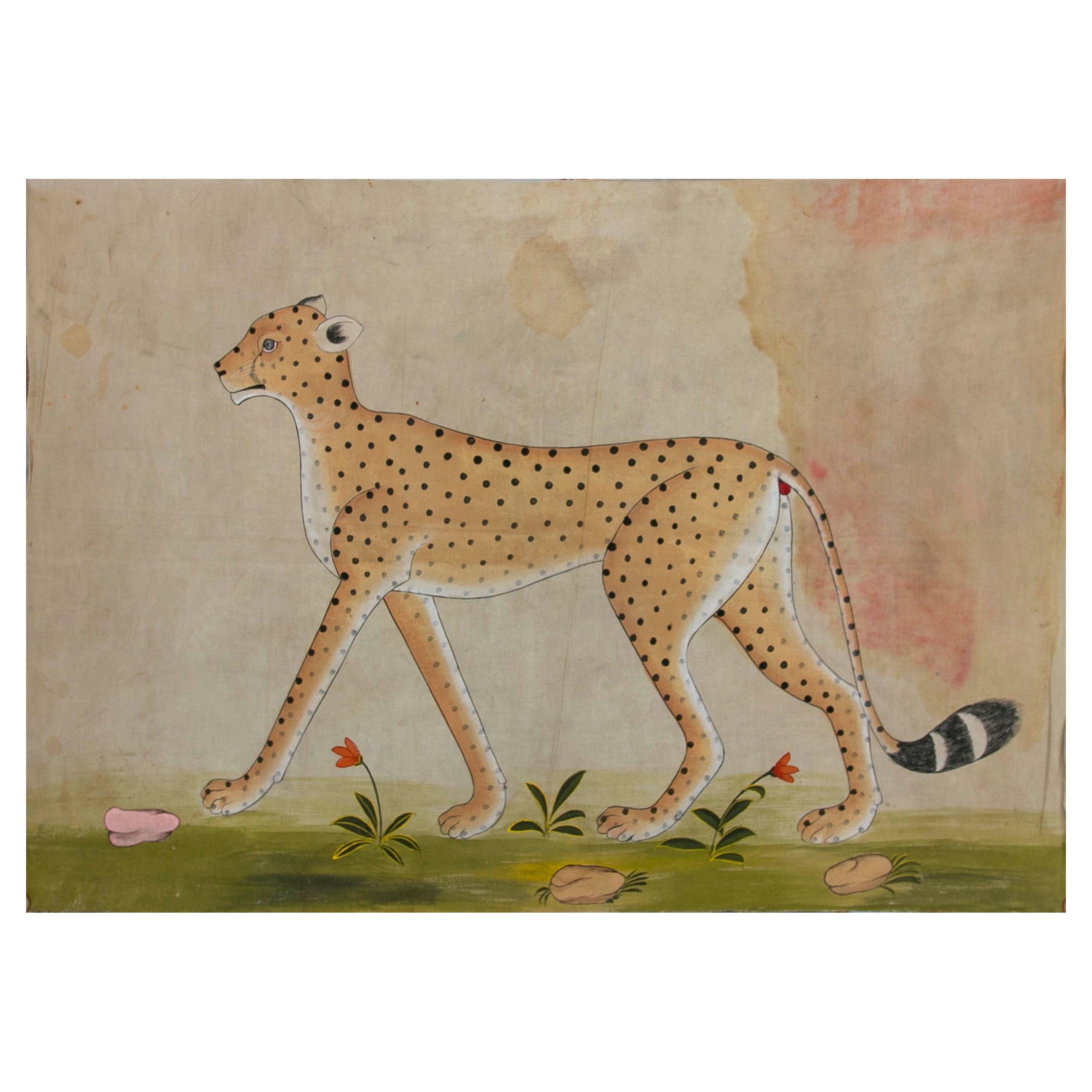 1970s Jaime Parlade Designer Hand Painting “Cheetah" Oil on Canvas For Sale