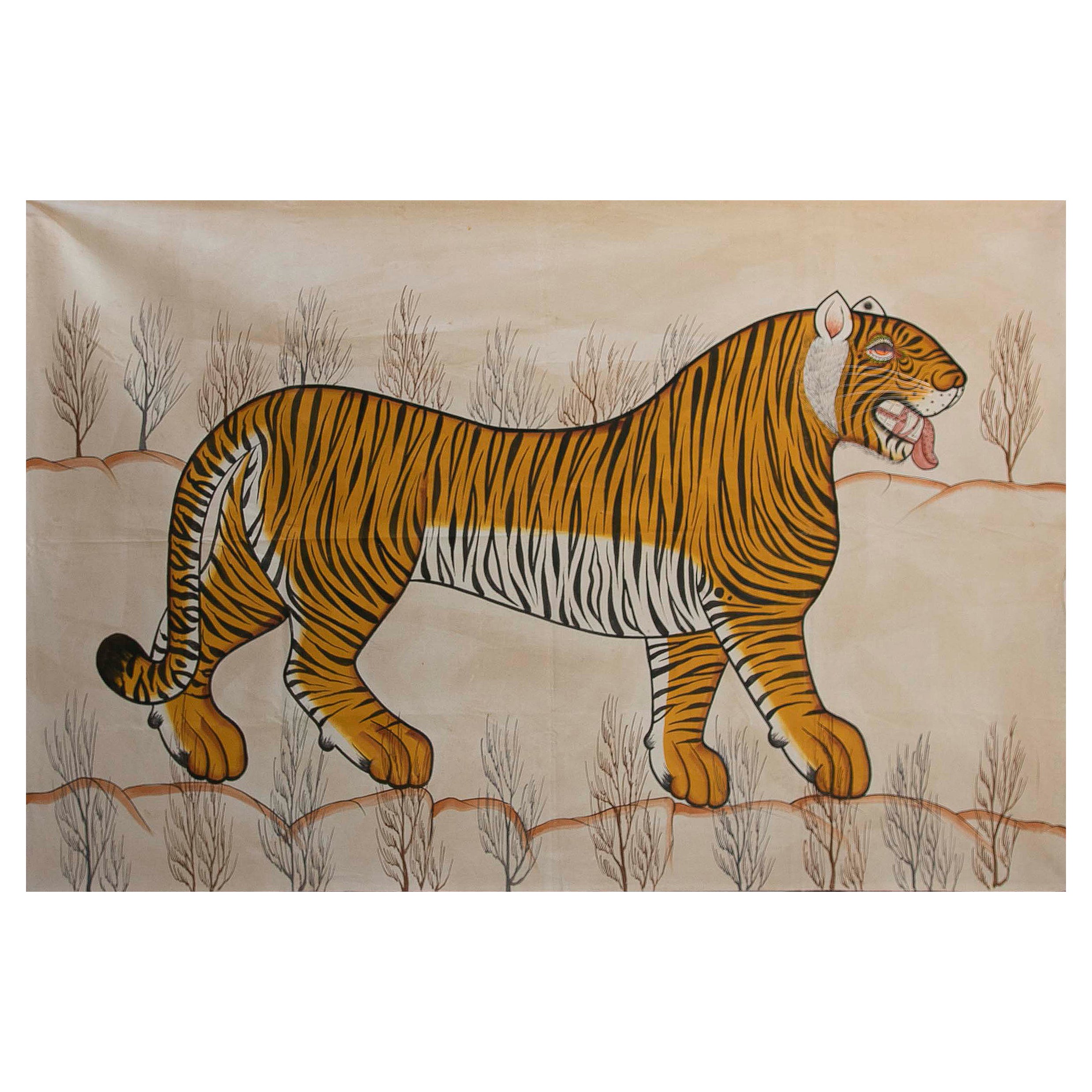 1970s Jaime Parlade Designer Hand Painting "Tiger" Oil on Canvas For Sale