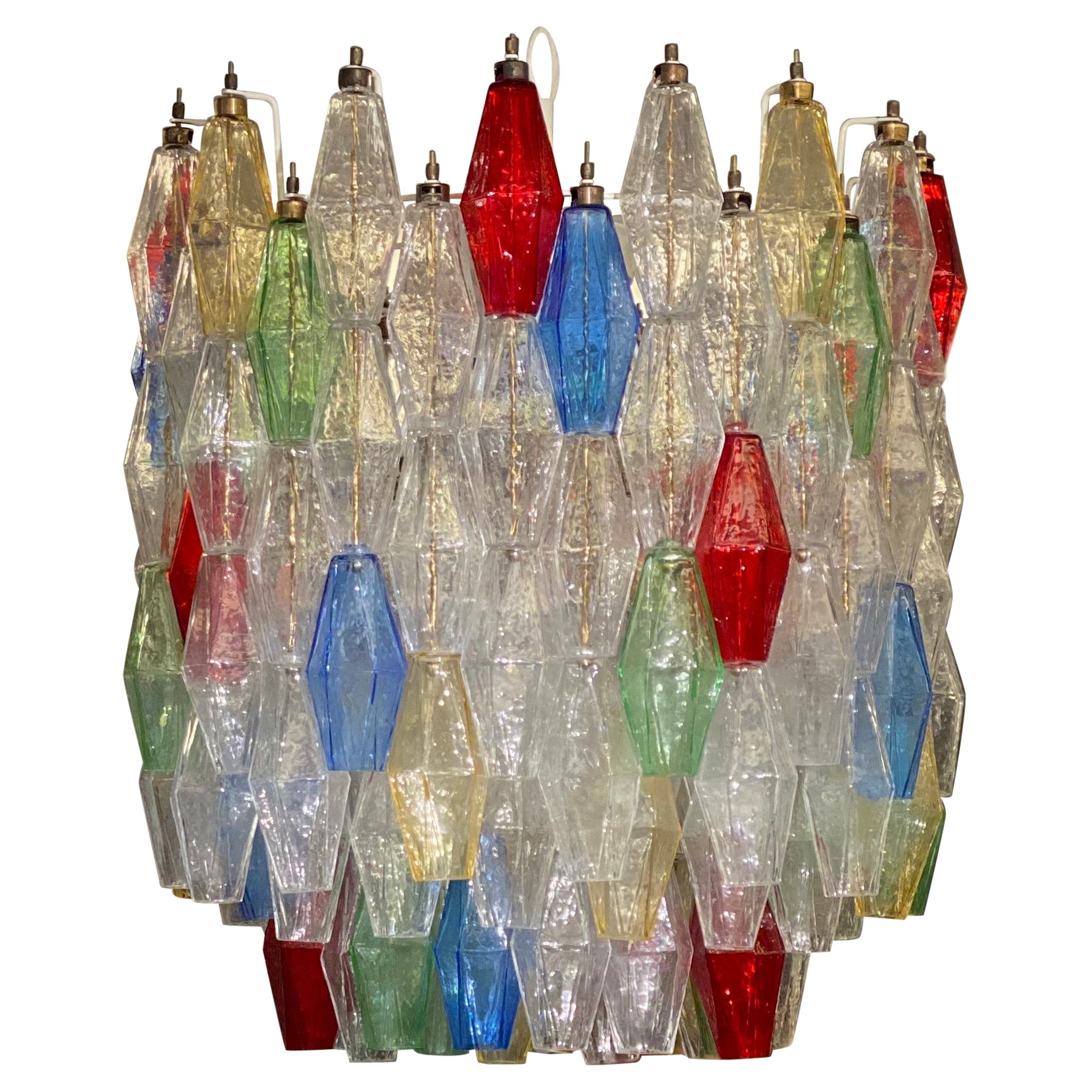 Multicolor Poliedri Murano Glass Chandelier in the Manner of Gio Ponti For Sale