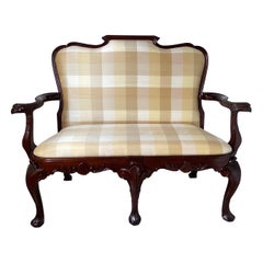 Late 20th Century Carved Georgian  Style Upholstered Setee By Maitland Smith 