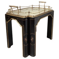 Elegant James Mont Style Chinoiserie Brass and Painted Cocktail Table