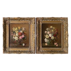Pair of Flemish Style Floral Still Lifes by Karl Heiner