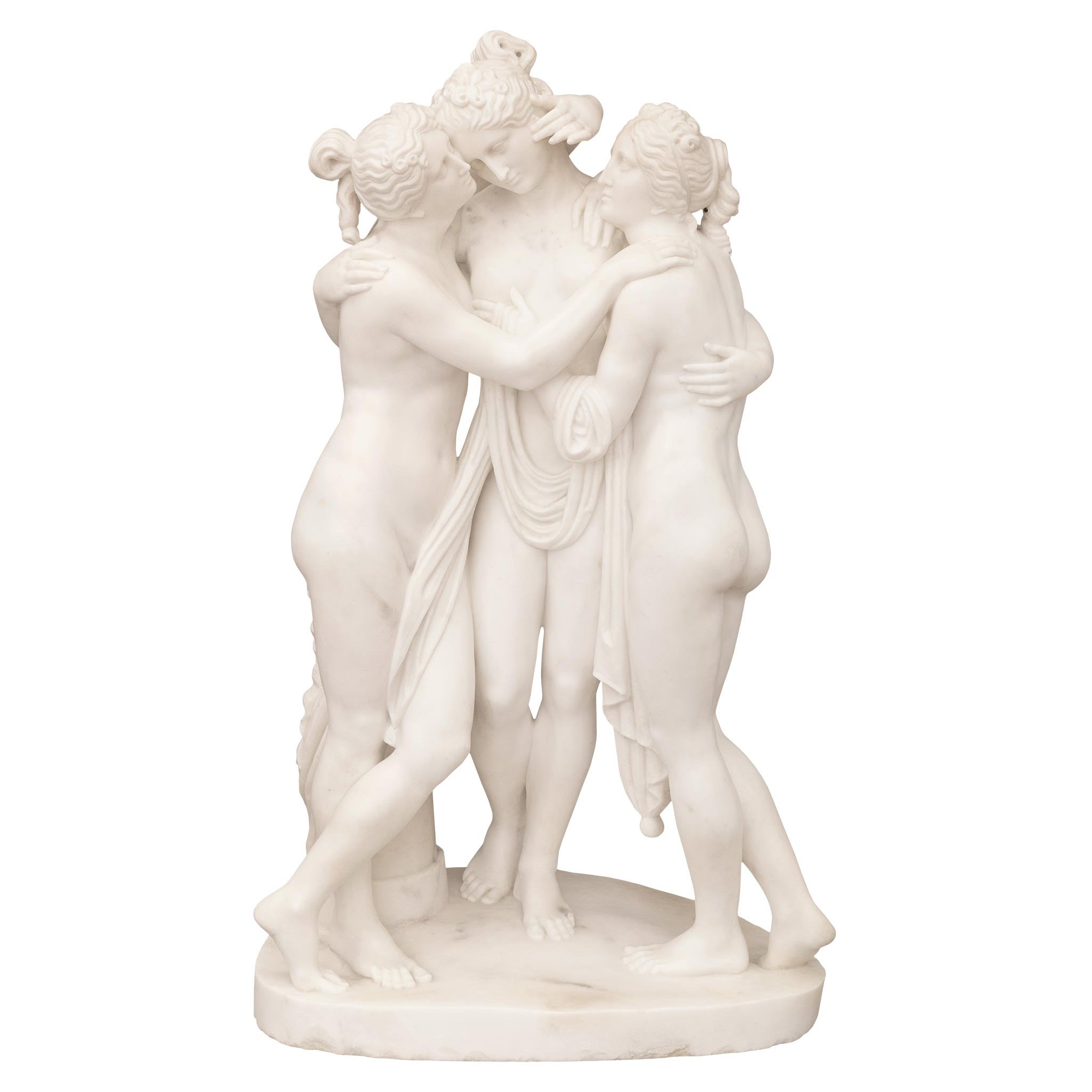 Italian 19th Century Marble Statue of the Three Graces For Sale