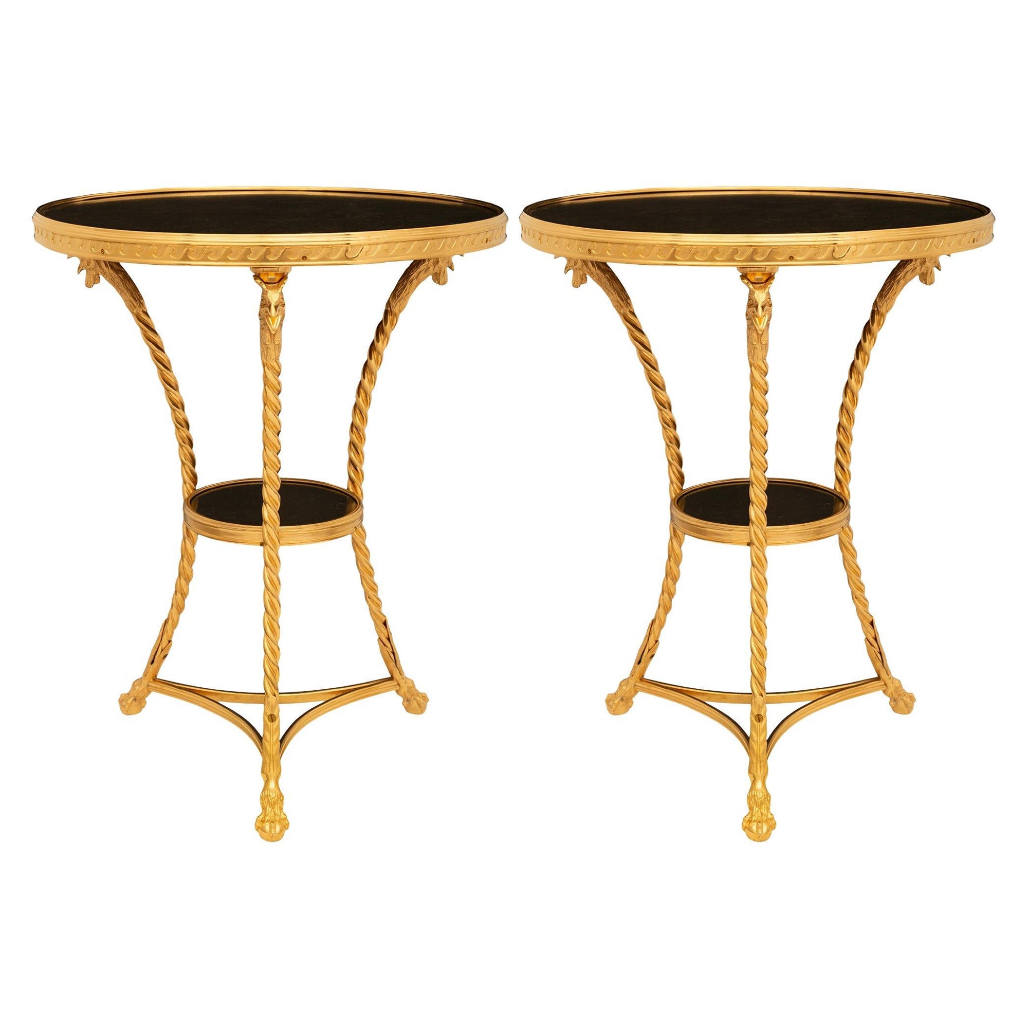 Pair of French 19th Century Louis XVI St. Ormolu and Marble Guéridon