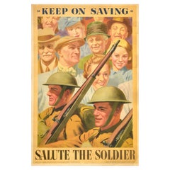 Original Vintage-Kriegsplakat Salute The Soldier, WWII, National Savings, Heimatfront