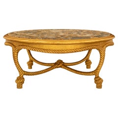 French Turn of the Century Napoleon III St. Giltwood and Marble Coffee Table