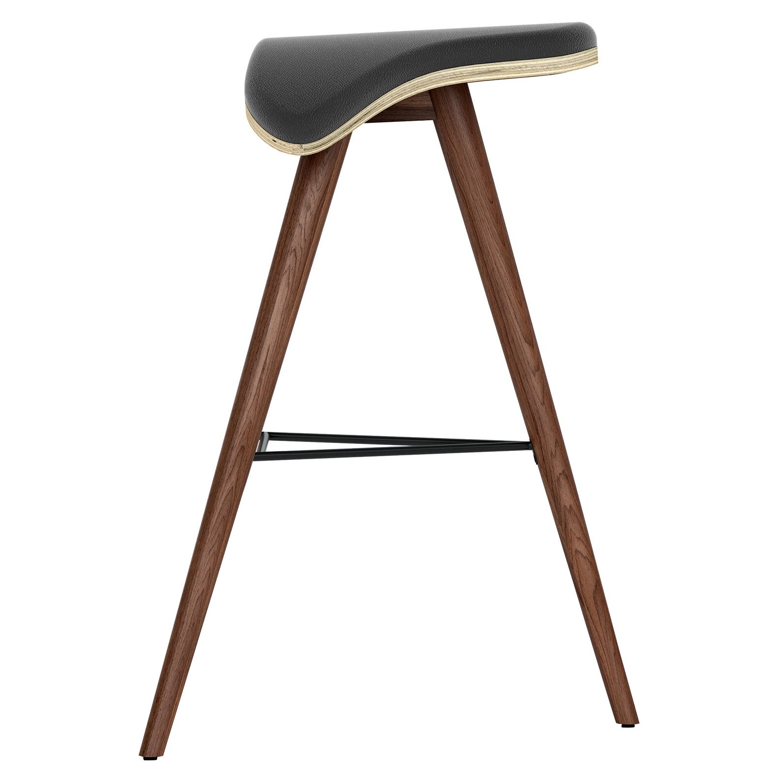 Horse Stool High in Walnut and Black Leather by AROUNDtheTREE