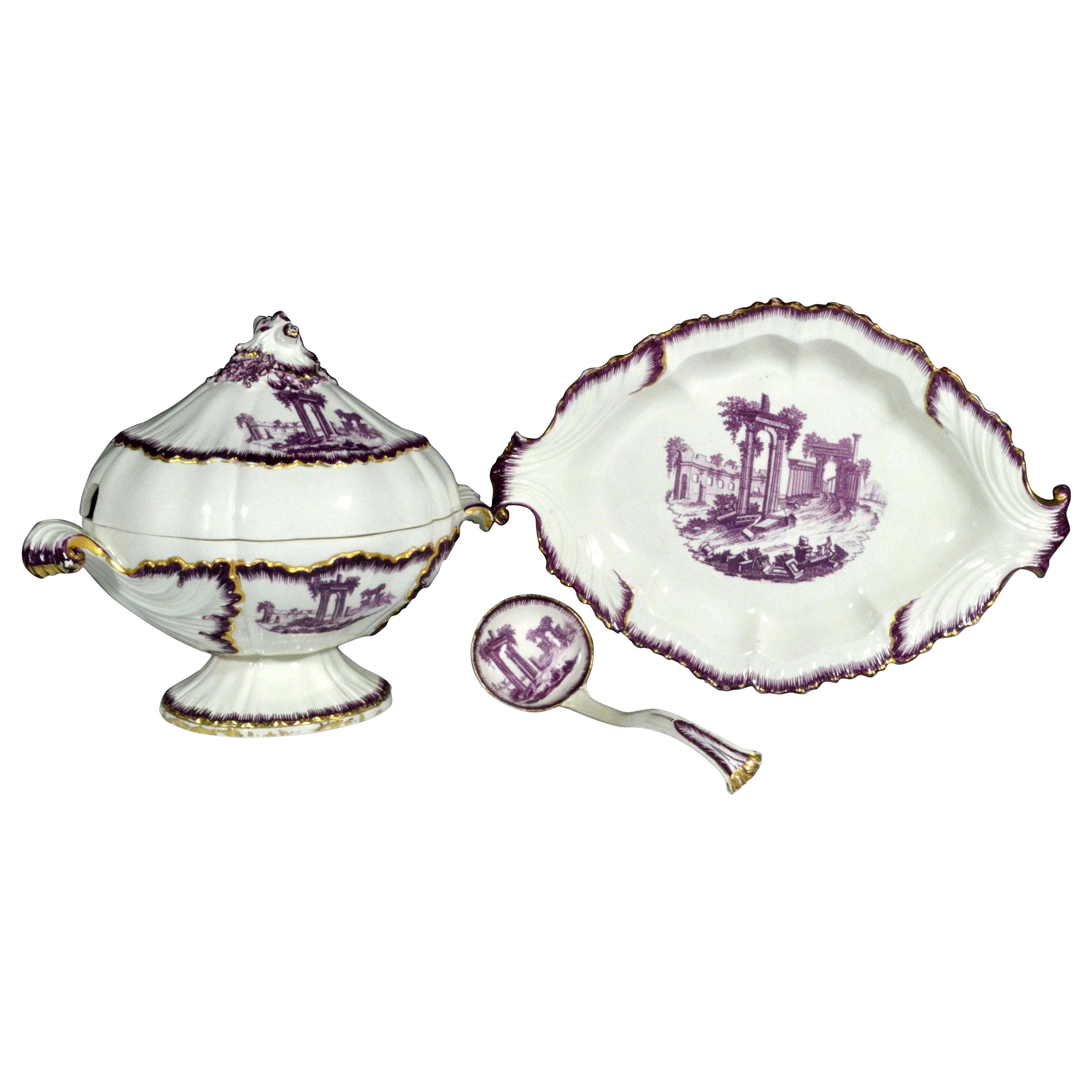 Sopera de crema con borde de concha del siglo XVIII decorada por Neale & Co.