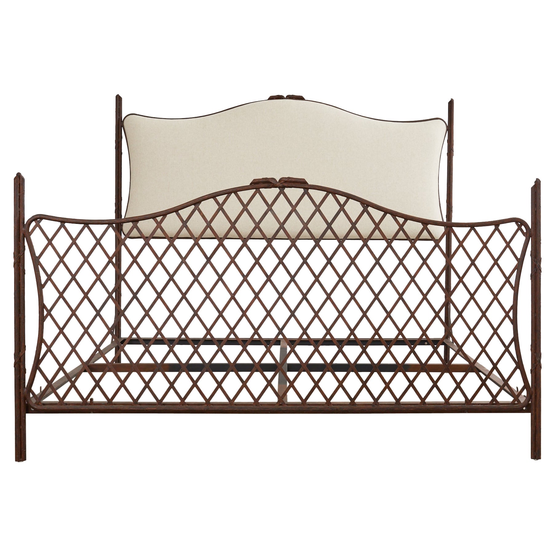 Rose Tarlow Style Neoclassical Iron Twig King Size Bed For Sale