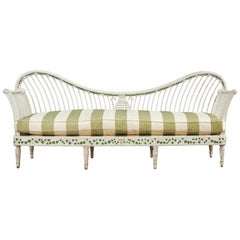 Vintage Swedish Neoclassical Style Painted Pine Daybed Bench Settee