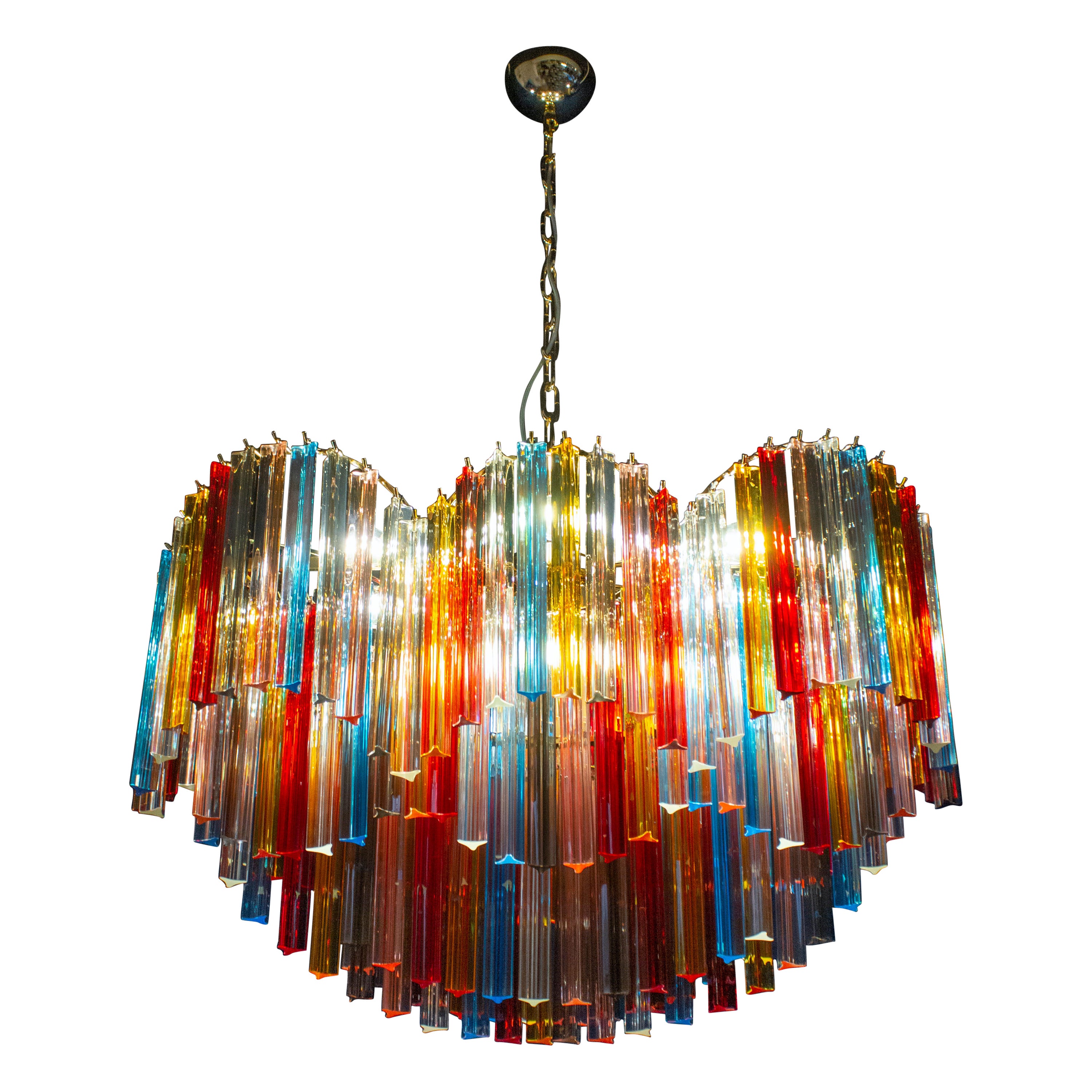 Spectacular Oval Shaped Multi-Color Triedi Murano Glass Chandelier For Sale