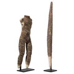 Michele Oka Doner Stoneware Figurines Female Torso w/Legs Phallic Shaped Spear