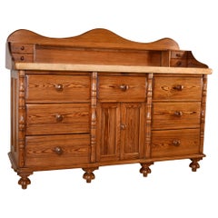 Used 19th Century Pitch Pine Sideboard with Sycamore Top