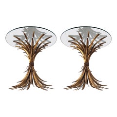 Pair of vintage wheat sheaf tables from the 1970s