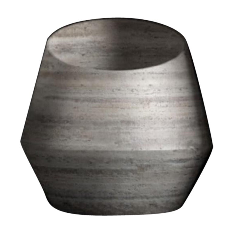 Medium Travertino Silver Tosca Washbasin by Marmi Serafini For Sale