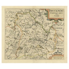 Original Antique Map of Brecknockshire, Wales