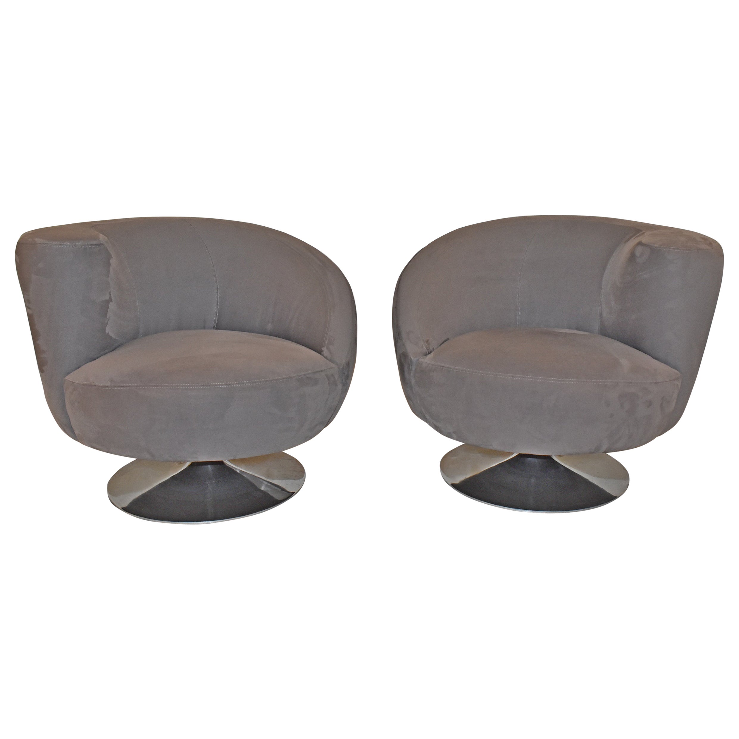 Lazar Spiral Swivel Chairs with Chrome Base For Sale