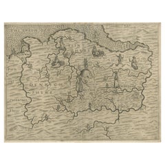 Carte originale et ancienne en polyolbion du Denbighshire et du Flintshire, Pays de Galles