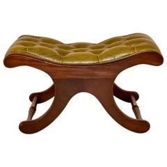 circa 1920 English Mahogany Chesterfield Stool