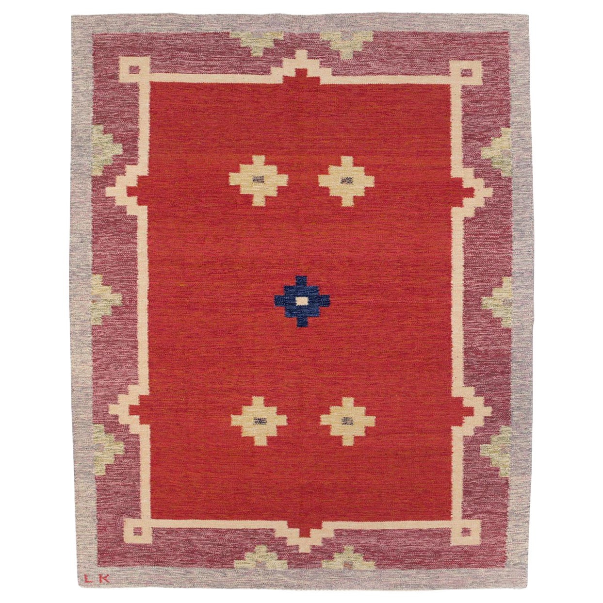 Galerie Shabab Collection Mid-20th Century Swedish Flatweave Kilim Room Size Rug For Sale