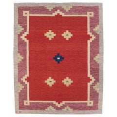 Galerie Shabab Kollektion Schwedischer Flachgewebe-Kelim-Teppich in Zimmergröße, Mitte des 20. Jahrhunderts