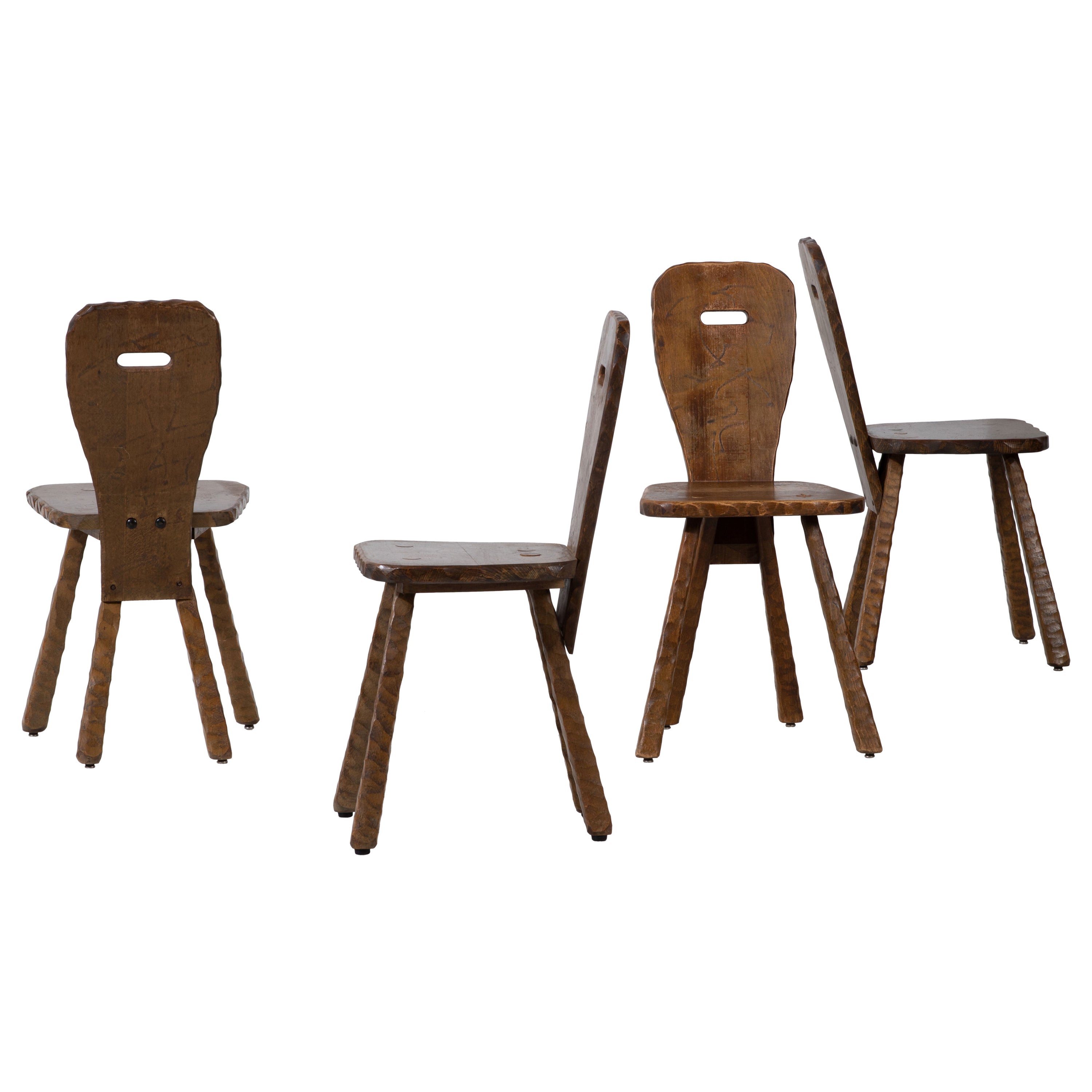 Ensemble brutaliste de 8 chaises, France, 1940 en vente