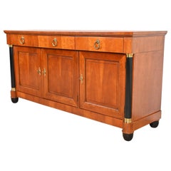 Baker Furniture French Empire Cherry Wood and Parcel Ebonized Sideboard Credenza