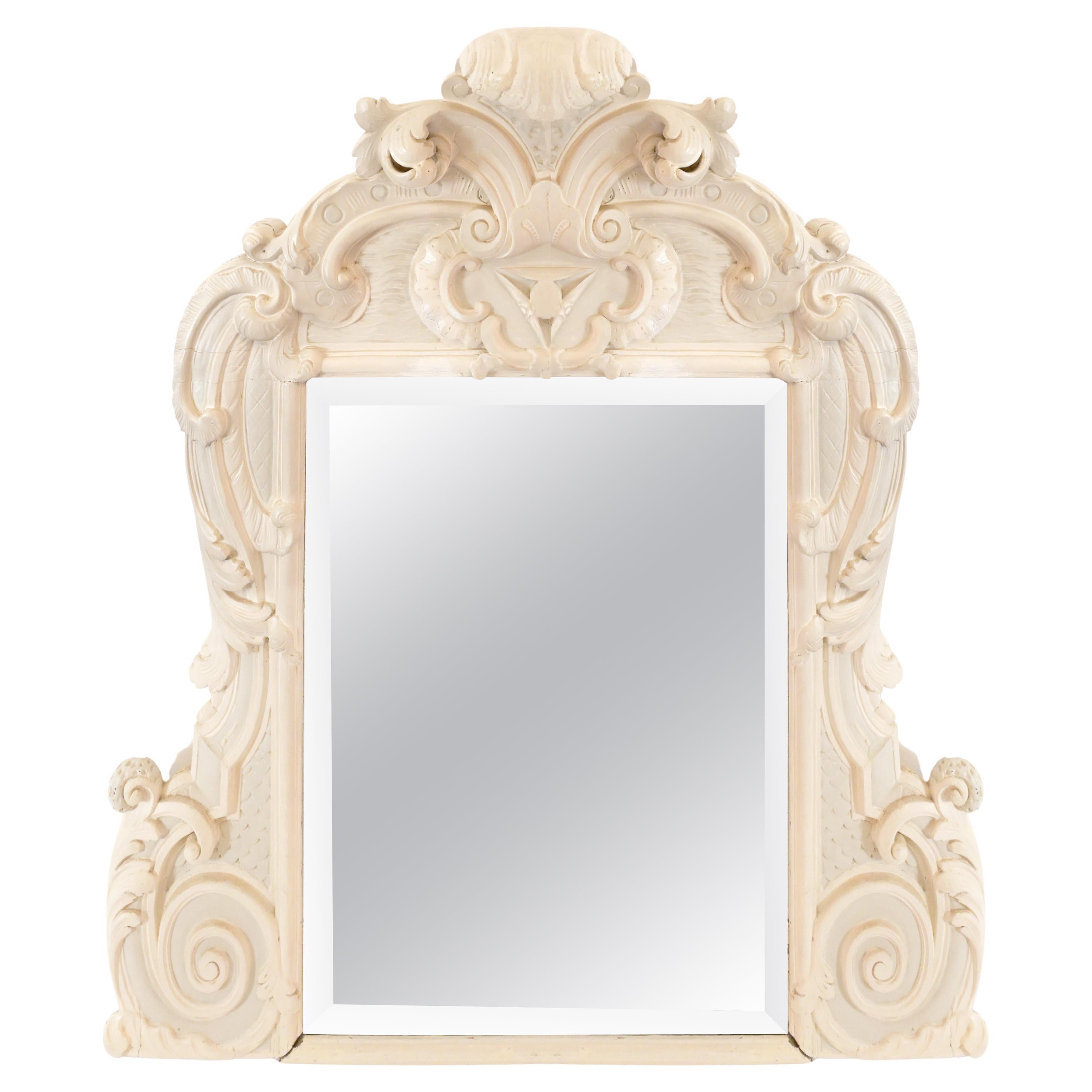 19th Century White Empire Scallop Mirror For Sale