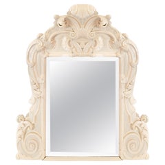 Miroir Empire blanc à festons du XIXe siècle
