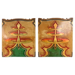 Antique Pair of Hand Painted Early Carnival Rounding Boards