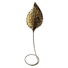 Retro Tommaso Barbi Leaf Brass Italian Brass Floor Lamp