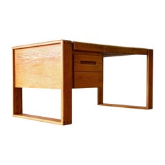 Lou Hodges Desk, Solid Oak, California Design Group, Post Modern, circa 1980