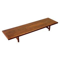 Vintage Midcentury Low Long Coffee Table or Bench, Walnut + Brass - Gordon's