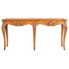 Vintage Henredon French Provincial Louis XV Walnut Console or Sofa Table, Refinished